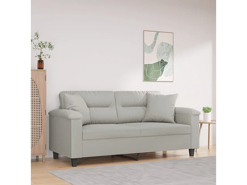 Canapé 2 places avec oreillers gris clair 140 cm REO92626