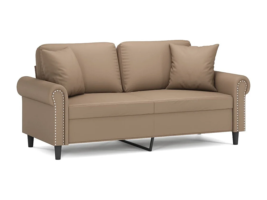 Canapé 2 places avec oreillers cappuccino 140 cm similicuir REO51117