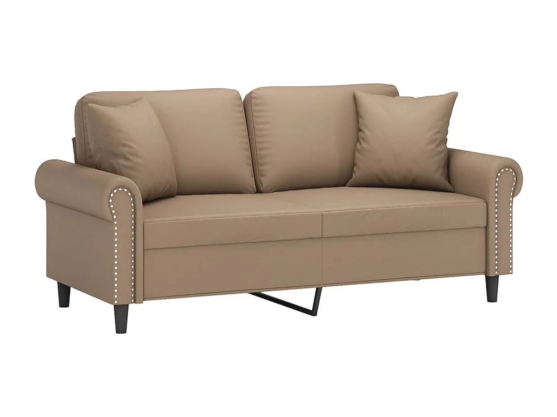 Canapé 2 places avec oreillers cappuccino 140 cm similicuir REO51117