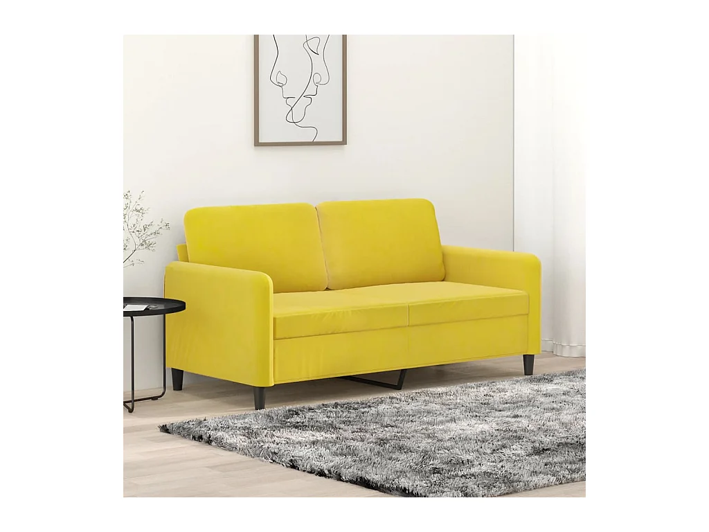 Canapé à 2 places Jaune 140 cm Velours REO37162