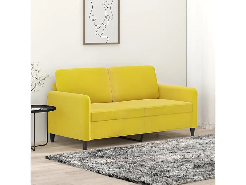 Canapé à 2 places Jaune 140 cm Velours REO37162