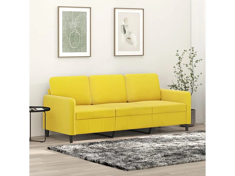 Sofá de 3 lugares 180 cm veludo amarelo PT998680