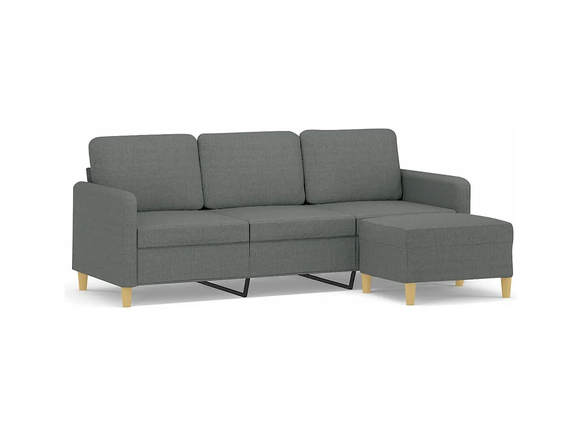 Canapé à 3 places avec repose-pieds Gris foncé 180 cm Tissu REO22185