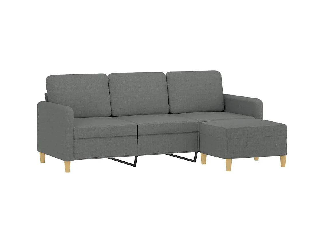 Canapé à 3 places avec repose-pieds Gris foncé 180 cm Tissu REO22185