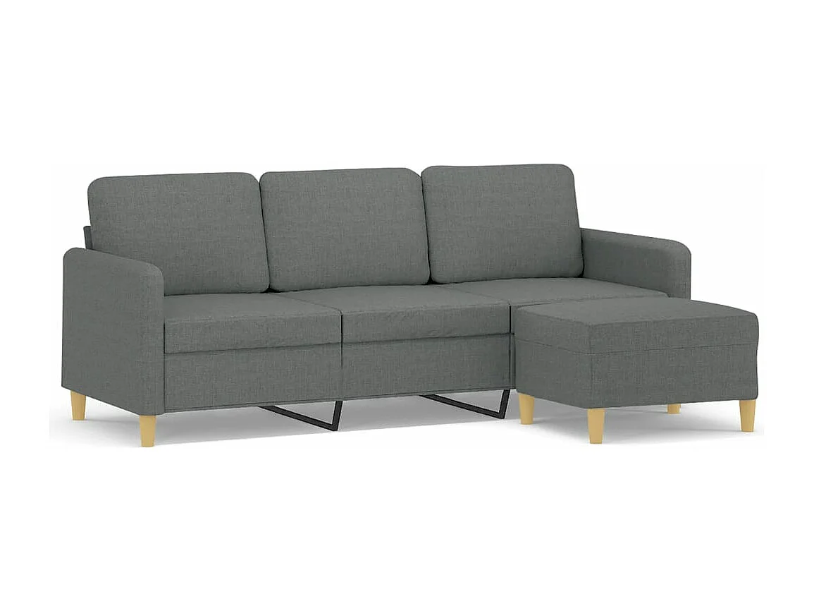 Canapé à 3 places avec repose-pieds Gris foncé 180 cm Tissu REO22185