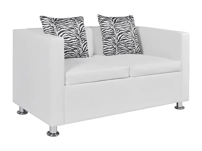 Sofá de 2 lugares couro artificial branco PT760182