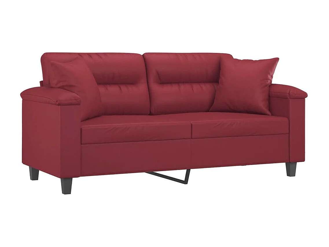 Sofá 2 lugares +almofadas 140cm couro artificial vermelho tinto PT870892