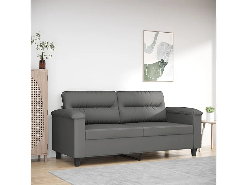 Canapé à 2 places Gris foncé 140 cm Tissu microfibre REO42298