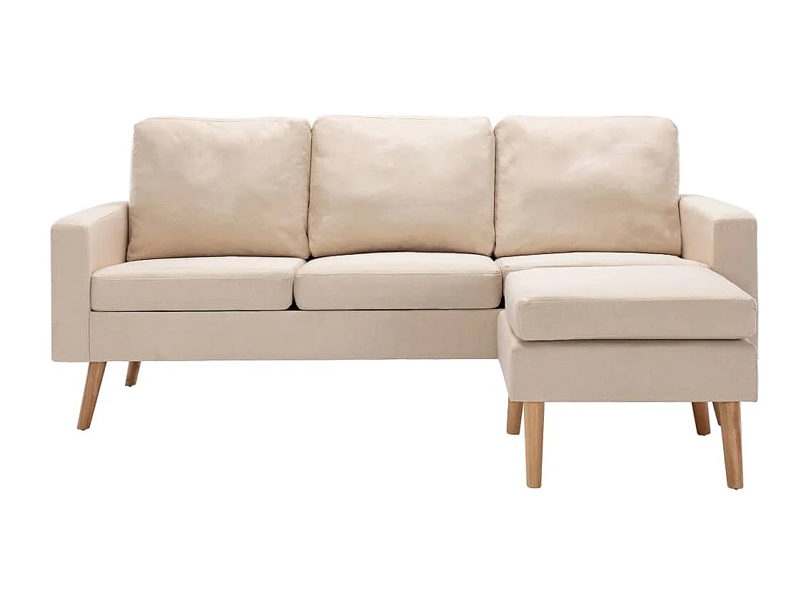 Driezitsbank met voetenbank stof crème NL601574