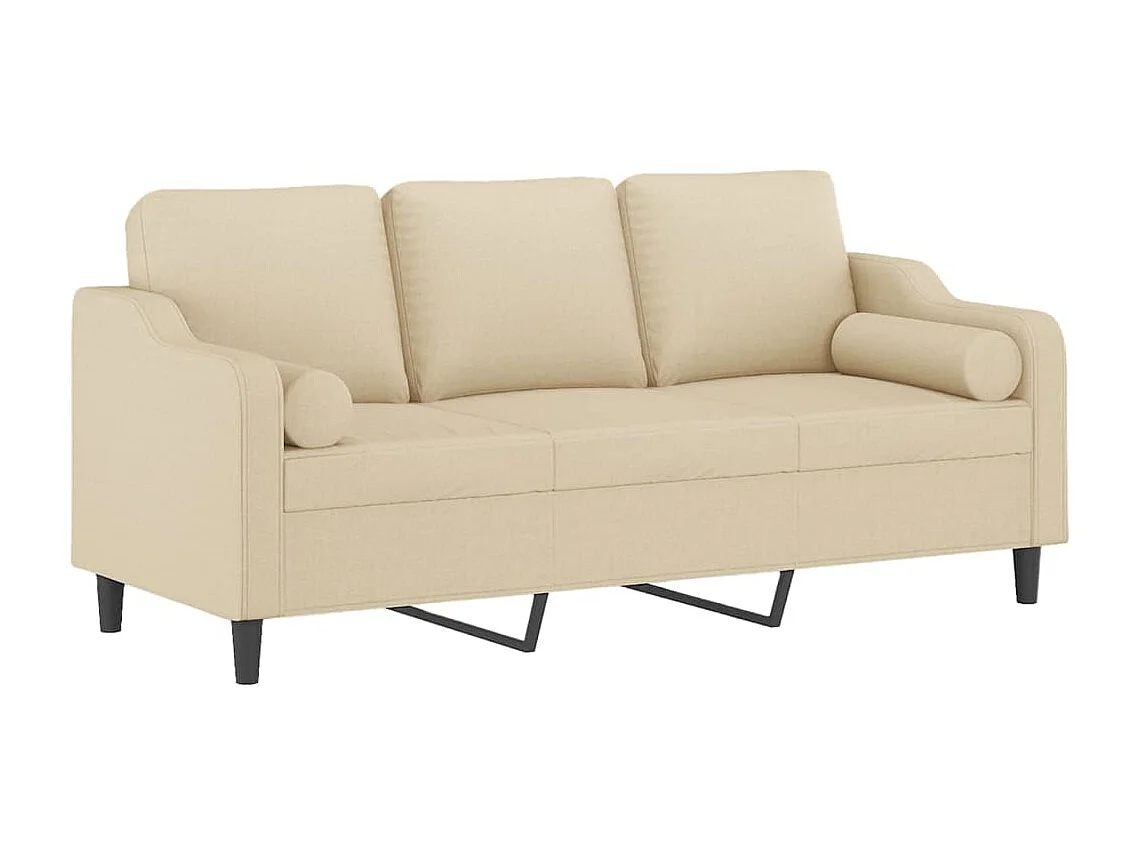 Canapé 3 places avec oreillers décoratifs crème 180 cm tissu REO52858