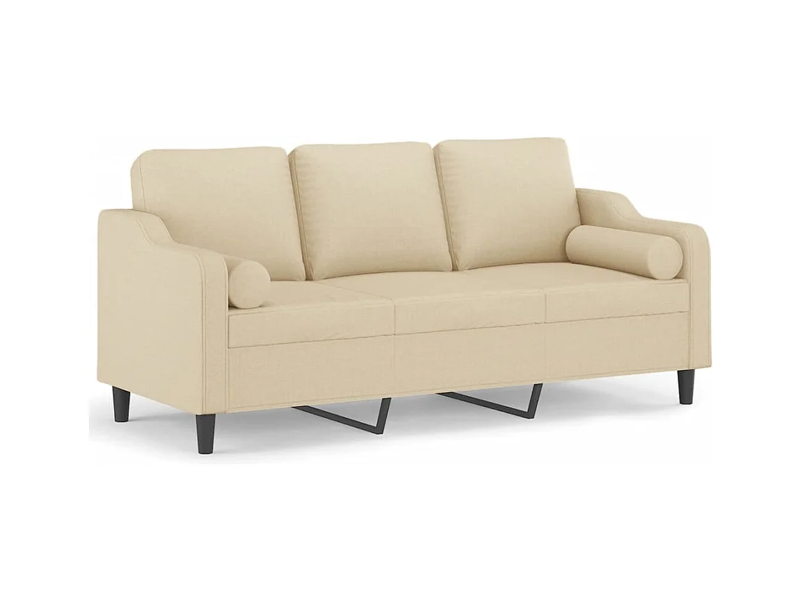 Canapé 3 places avec oreillers décoratifs crème 180 cm tissu REO52858
