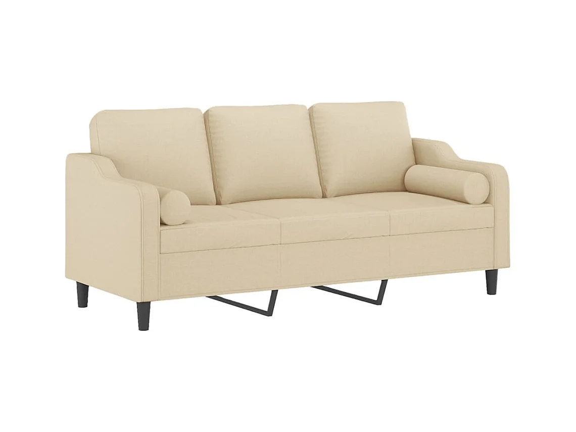 Canapé 3 places avec oreillers décoratifs crème 180 cm tissu REO52858
