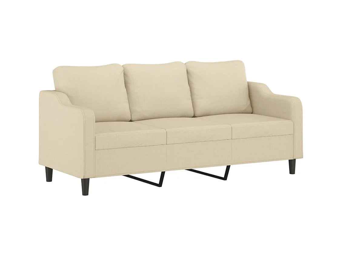Canapé 3 places avec oreillers décoratifs crème 180 cm tissu REO52858