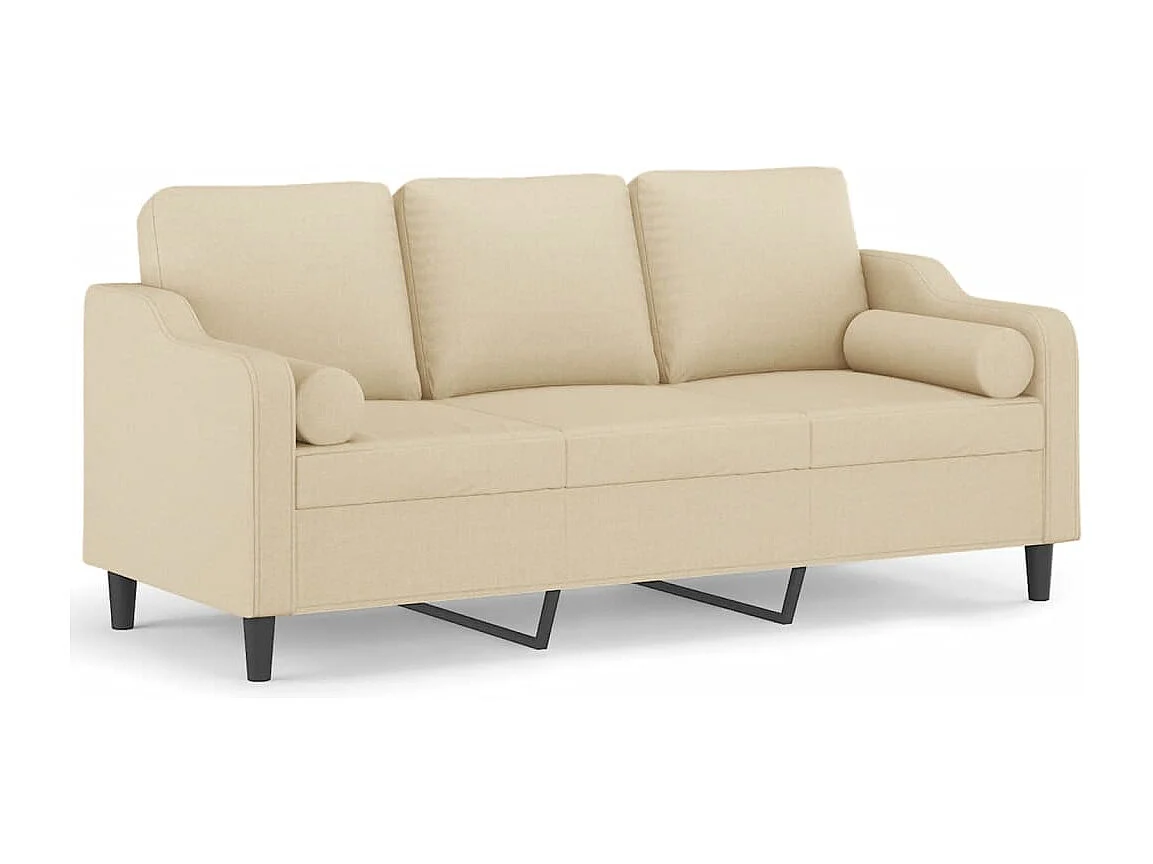 Canapé 3 places avec oreillers décoratifs crème 180 cm tissu REO52858