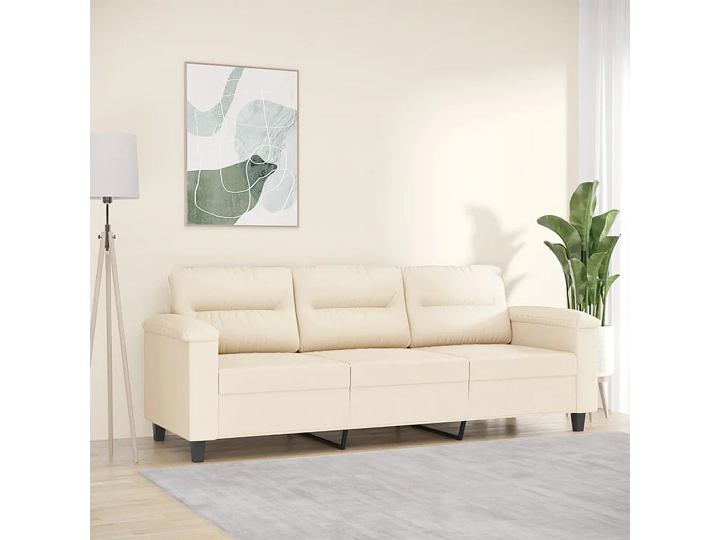 Canapé à 3 places Beige 180 cm Tissu microfibre REO40686