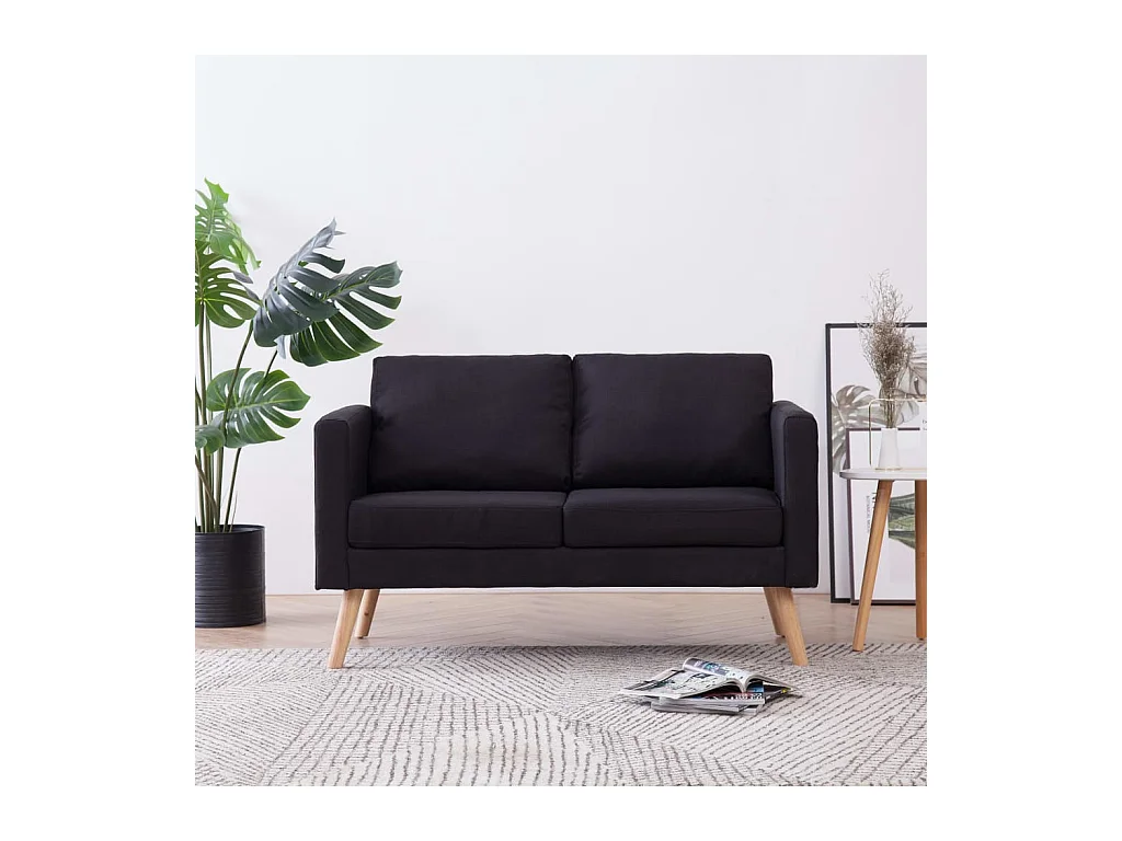Canapé à 2 places Tissu Noir REO63158