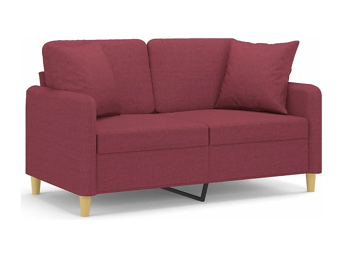 Sofá 2 lug. + almofadas decorativas 120cm tecido vermelho tinto PT194968