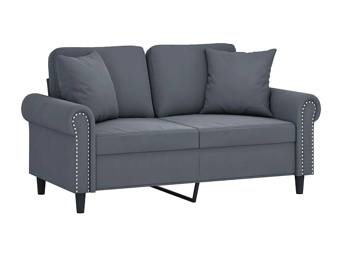 Canapé 2 places avec oreillers gris foncé 120 cm velours REO98986