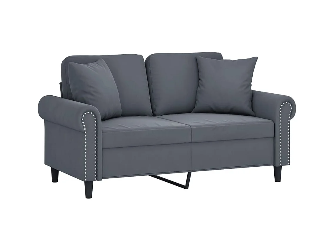 Canapé 2 places avec oreillers gris foncé 120 cm velours REO98986