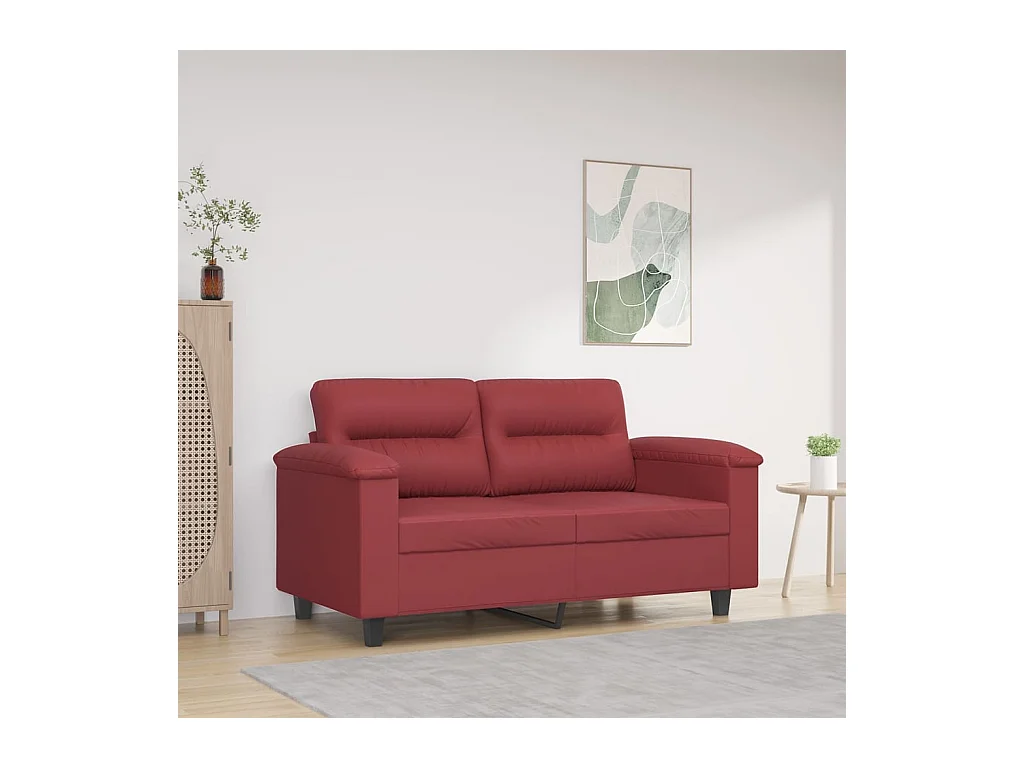 Canapé à 2 places Rouge bordeaux 120 cm Similicuir REO92562
