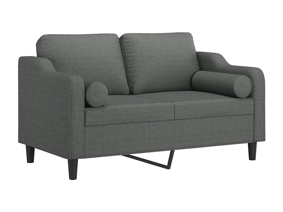 Canapé 2 places avec oreillers gris foncé 120 cm tissu REO10556