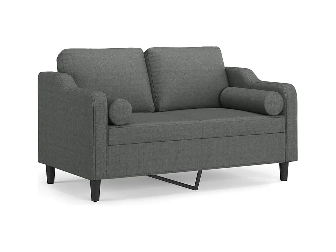 Sofá 2 lugares +almofadas decorativas 120cm tecido cinza-escuro PT202174