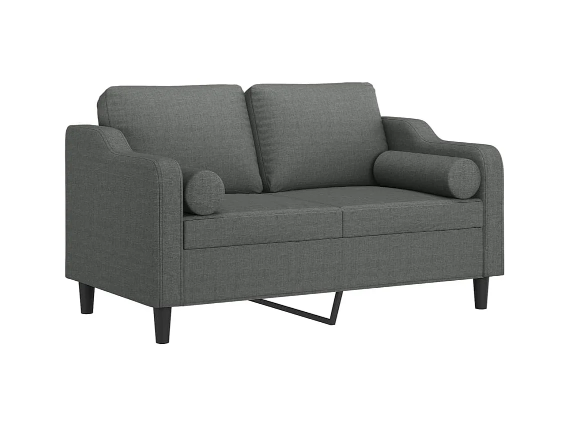 Sofá 2 lugares +almofadas decorativas 120cm tecido cinza-escuro PT202174