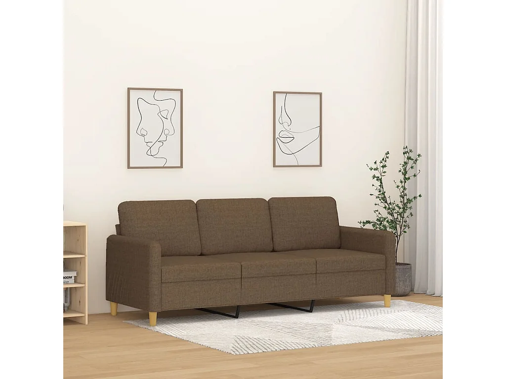Canapé à 3 places Marron 180 cm Tissu REO90257