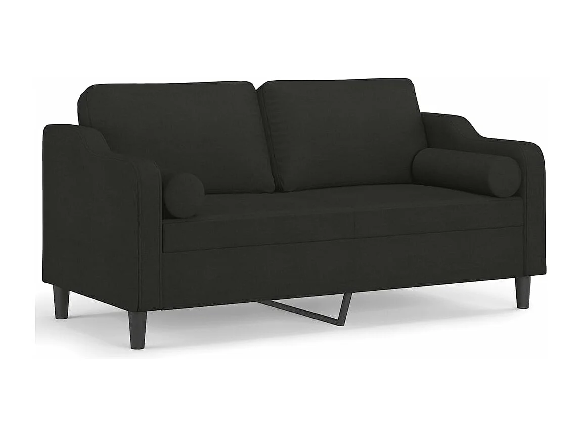 Canapé 2 places avec oreillers décoratifs noir 140 cm tissu REO19328