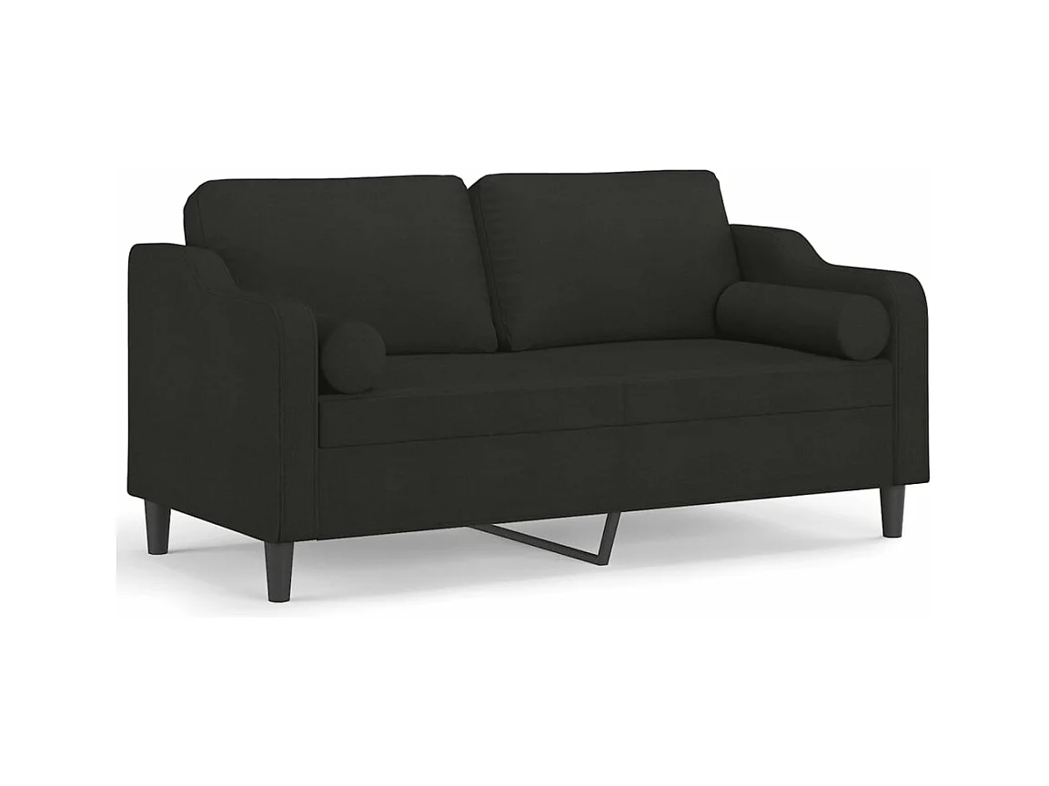 Canapé 2 places avec oreillers décoratifs noir 140 cm tissu REO19328