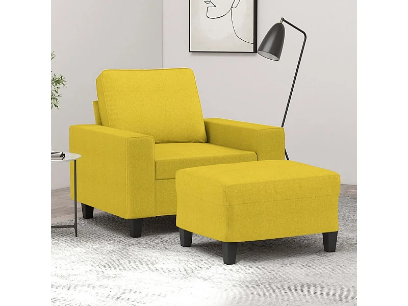 Sillón con taburete tela amarillo claro 60 cm ES31237