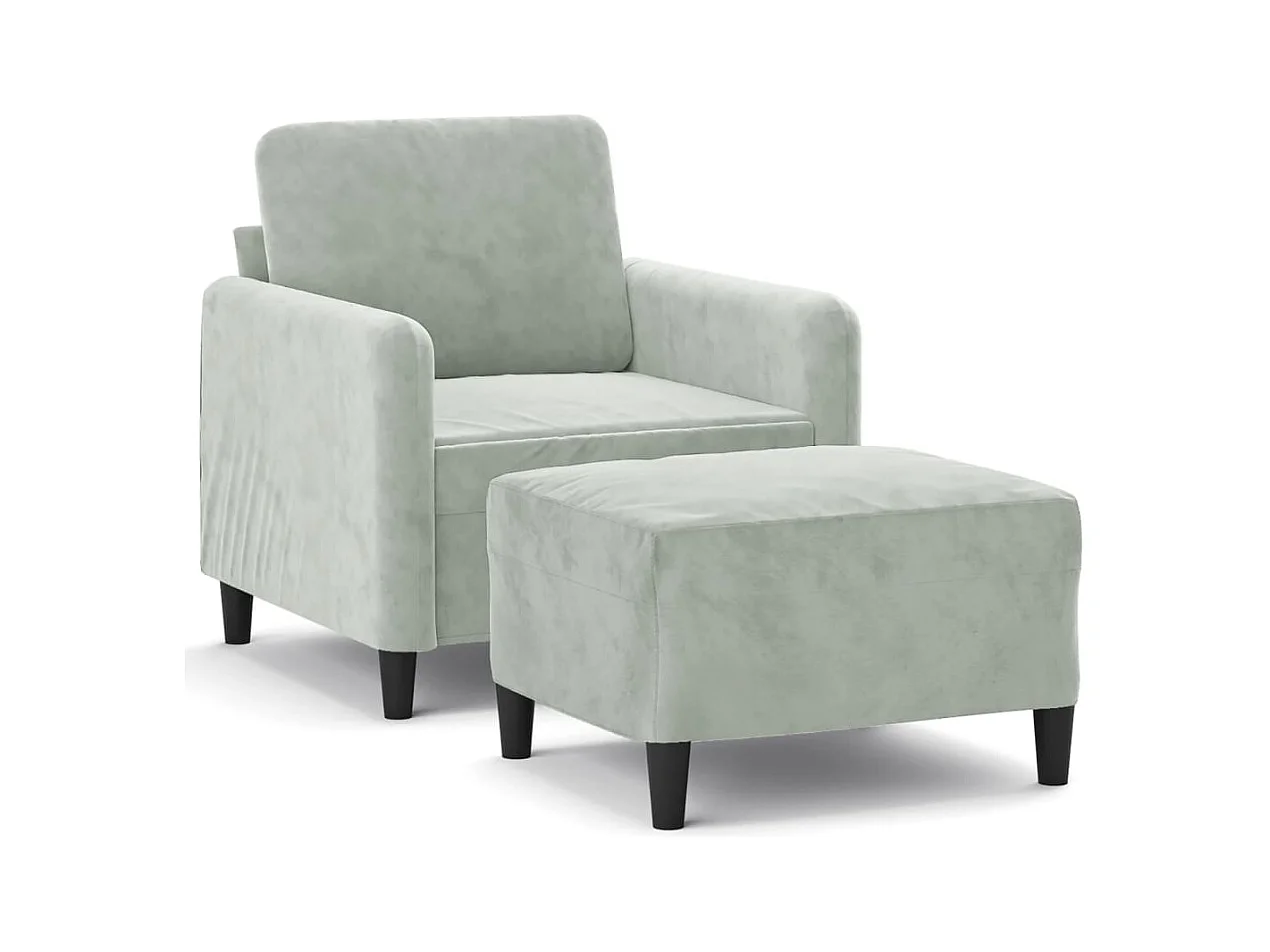 Fauteuil avec repose-pied Gris clair 60 cm Velours REO49112