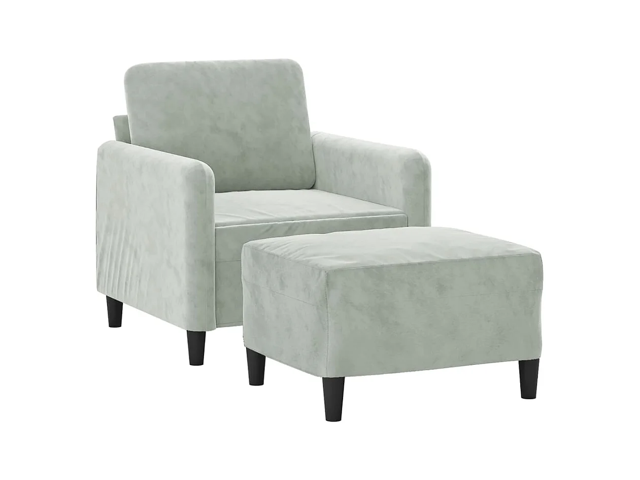Fauteuil avec repose-pied Gris clair 60 cm Velours REO49112