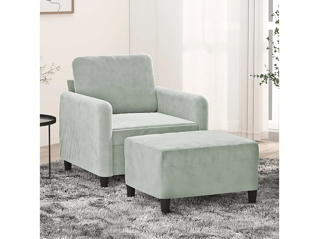 Fauteuil avec repose-pied Gris clair 60 cm Velours REO49112