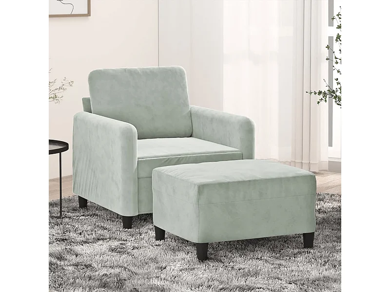 Fauteuil avec repose-pied Gris clair 60 cm Velours REO49112