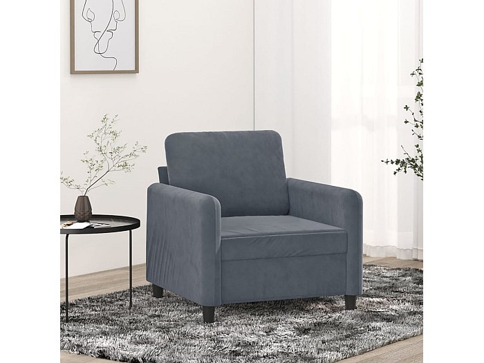 Fauteuil Gris foncé 60 cm Velours | Leroy Merlin