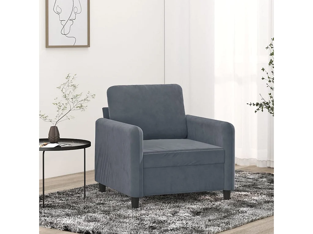 Fauteuil Gris foncé 60 cm Velours REO40389