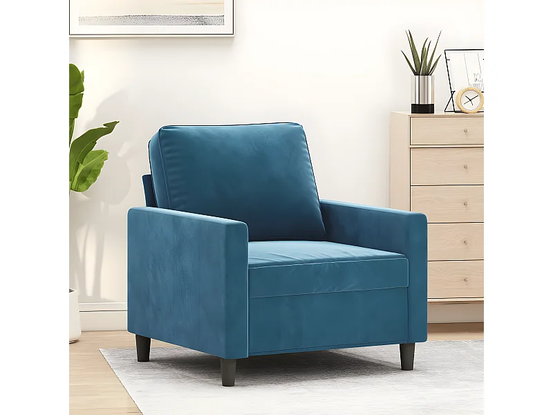 Fauteuil Bleu 60 cm Velours REO84512