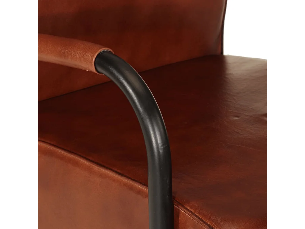 Fauteuil droit marron cuir véritable BE44816