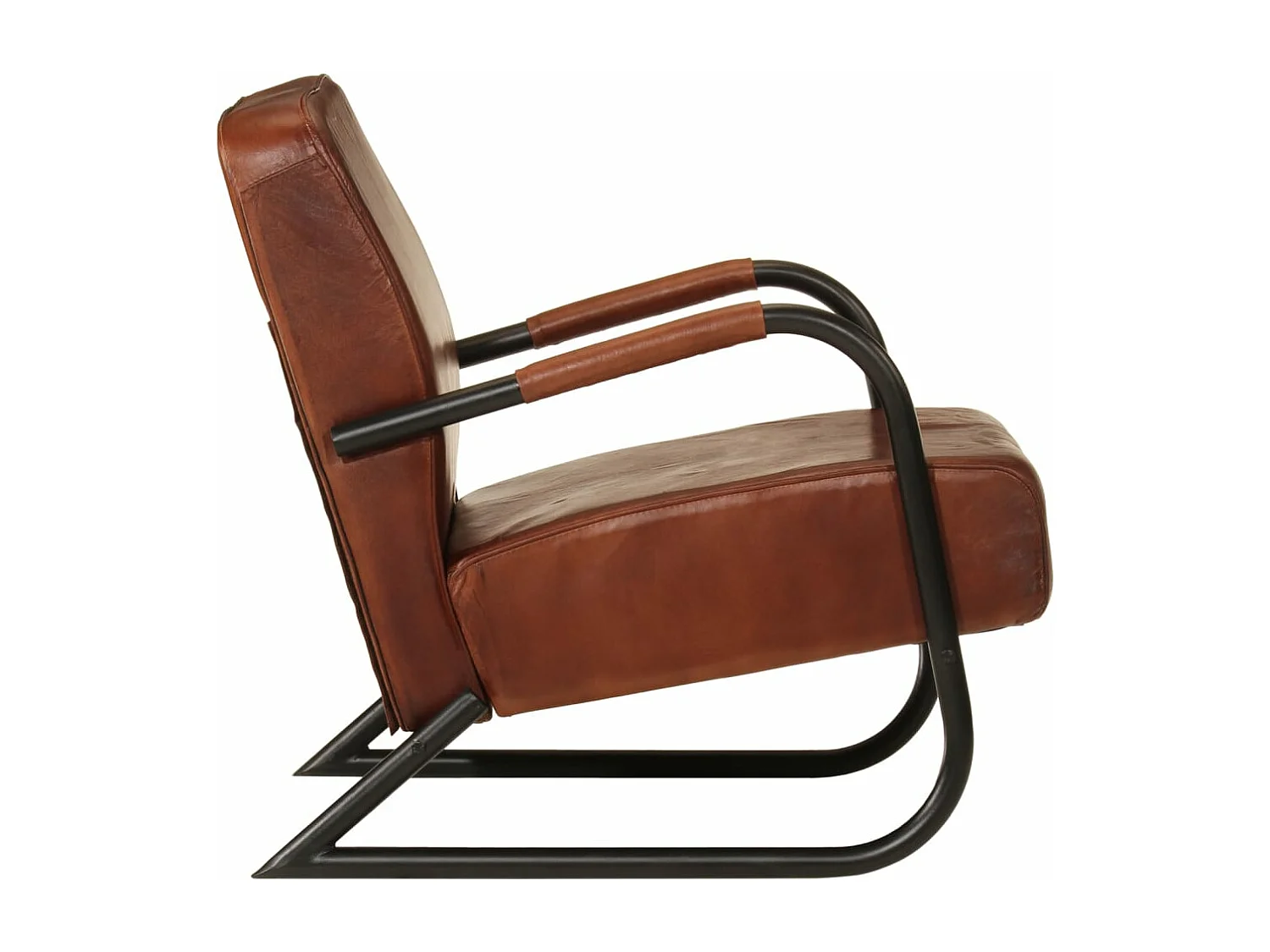 Fauteuil droit marron cuir véritable BE44816