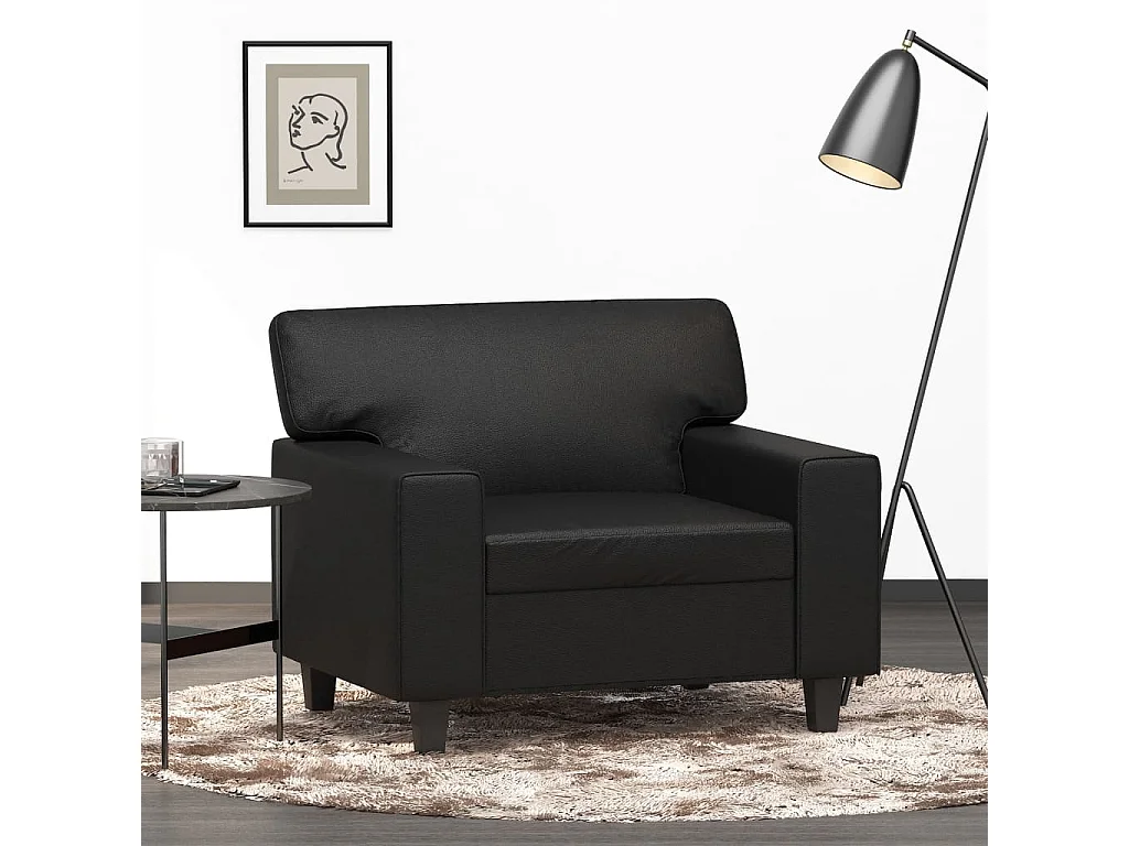 Fauteuil Noir 60 cm Similicuir REO52138