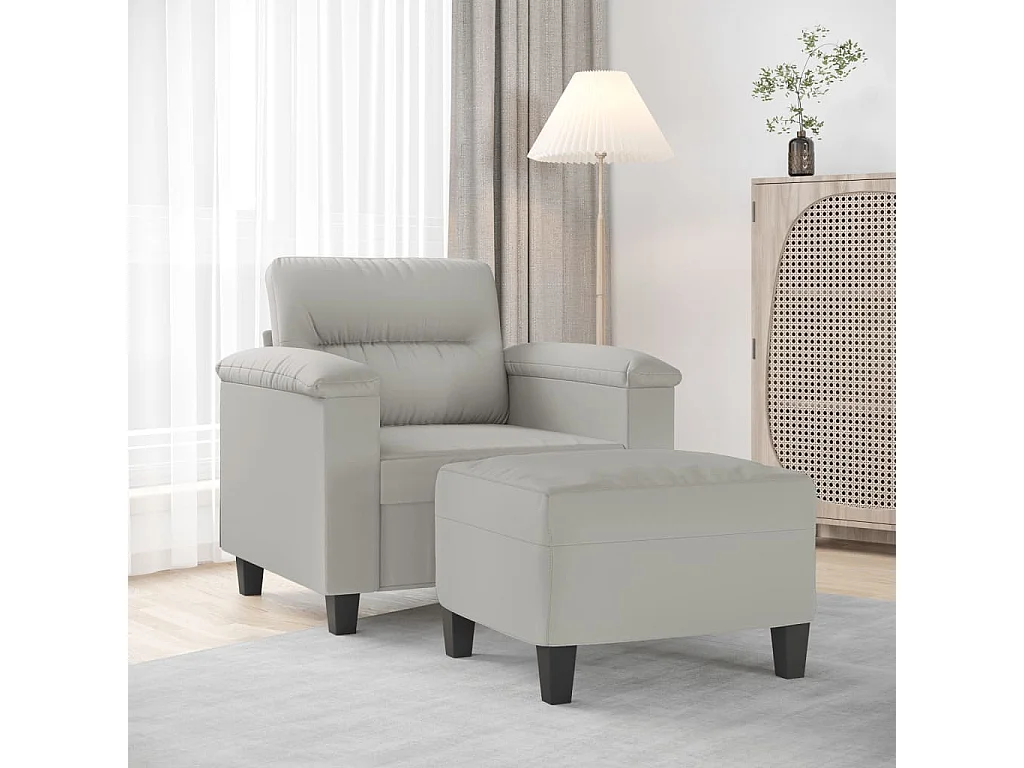 Fauteuil avec repose-pied Gris clair 60 cm Tissu microfibre REO26234