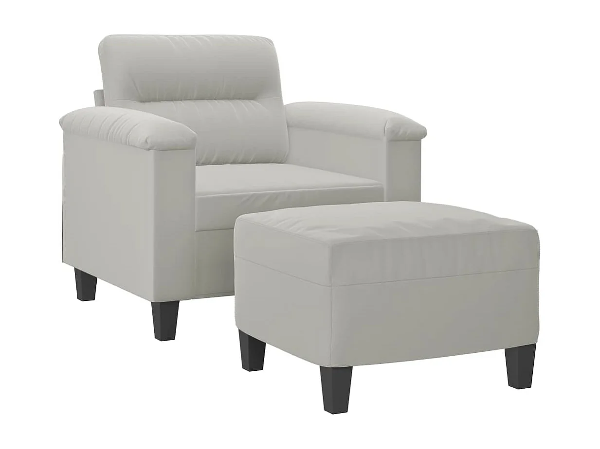 Fauteuil avec repose-pied Gris clair 60 cm Tissu microfibre REO26234