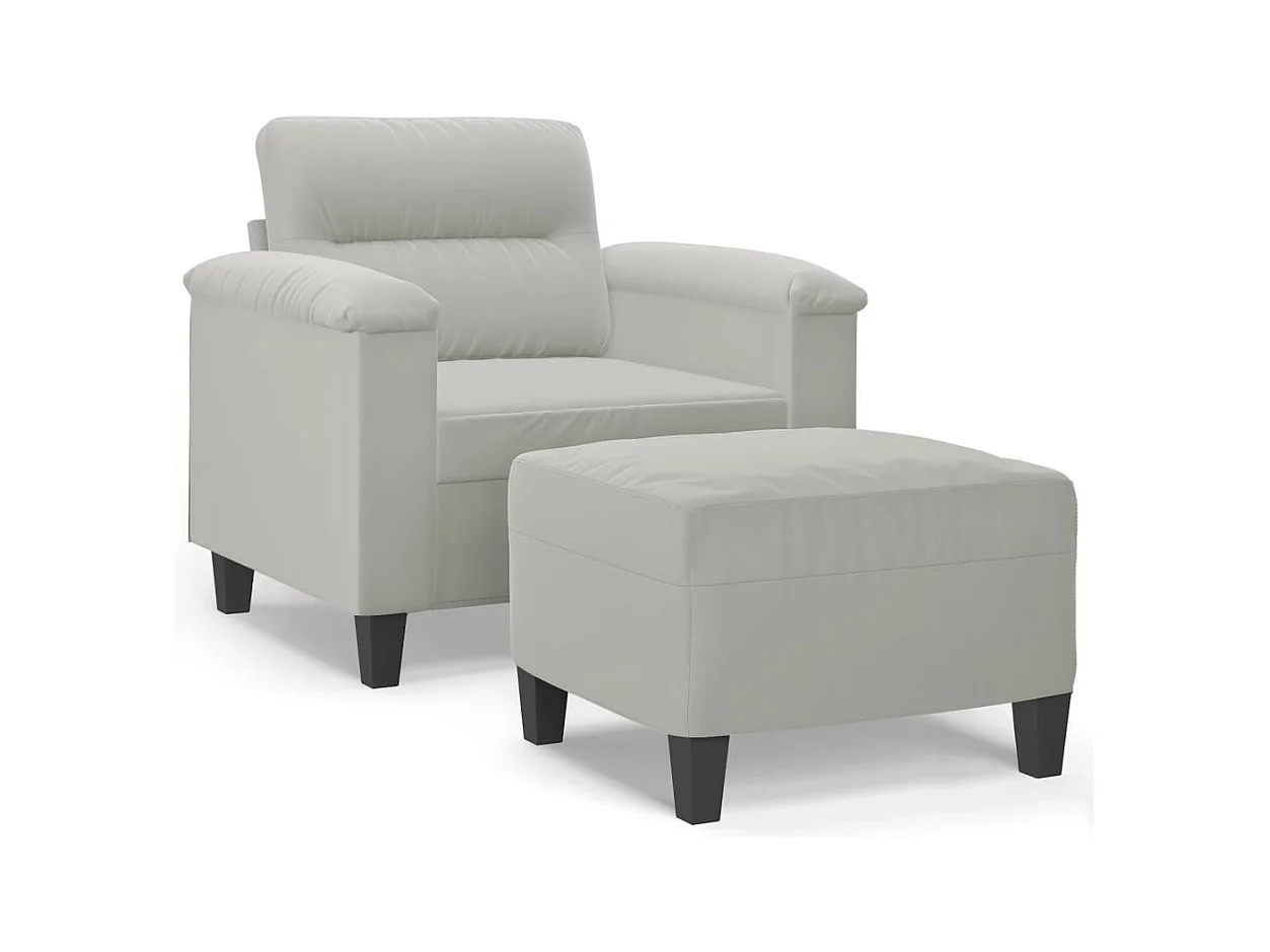 Fauteuil avec repose-pied Gris clair 60 cm Tissu microfibre REO26234