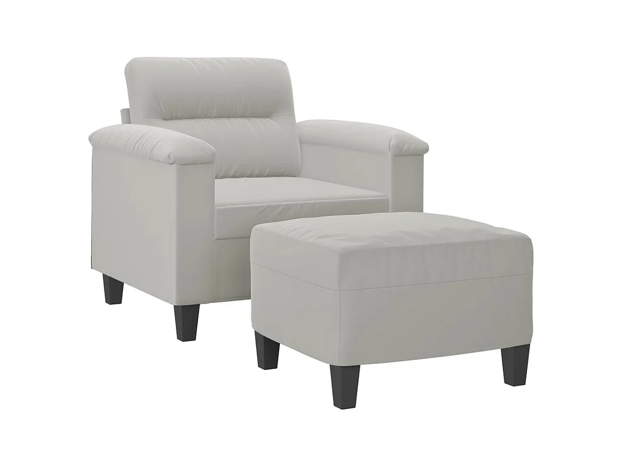 Fauteuil avec repose-pied Gris clair 60 cm Tissu microfibre REO26234