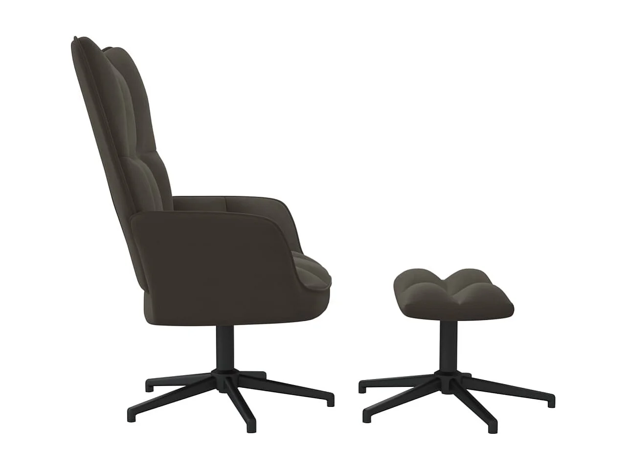 Relaxstoel met voetenbank fluweel donkergrijs NL148590