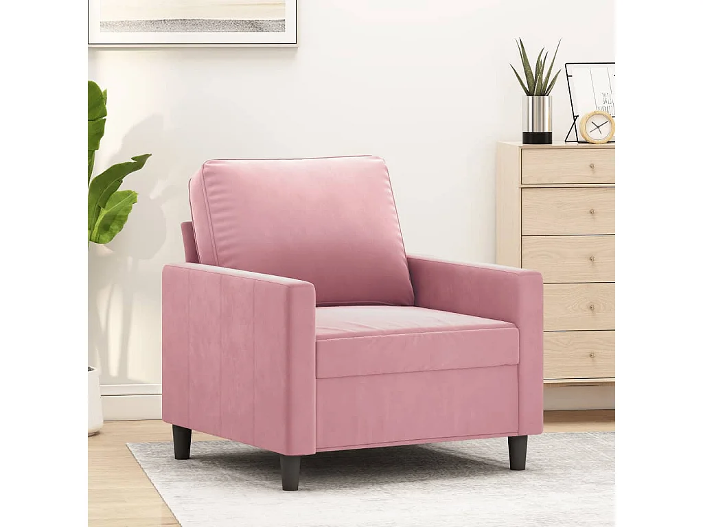 Fauteuil 60 cm fluweel roze BE714842