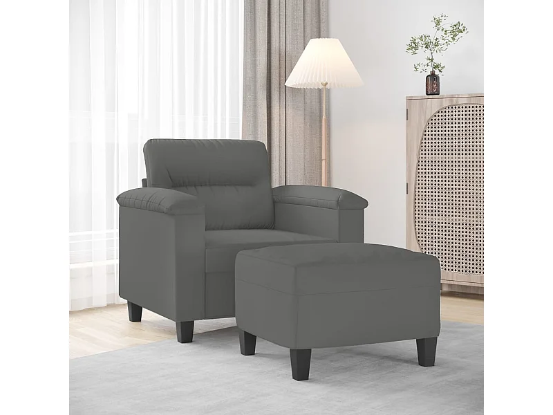 Fauteuil avec repose-pied Gris foncé 60 cm Tissu microfibre REO88416