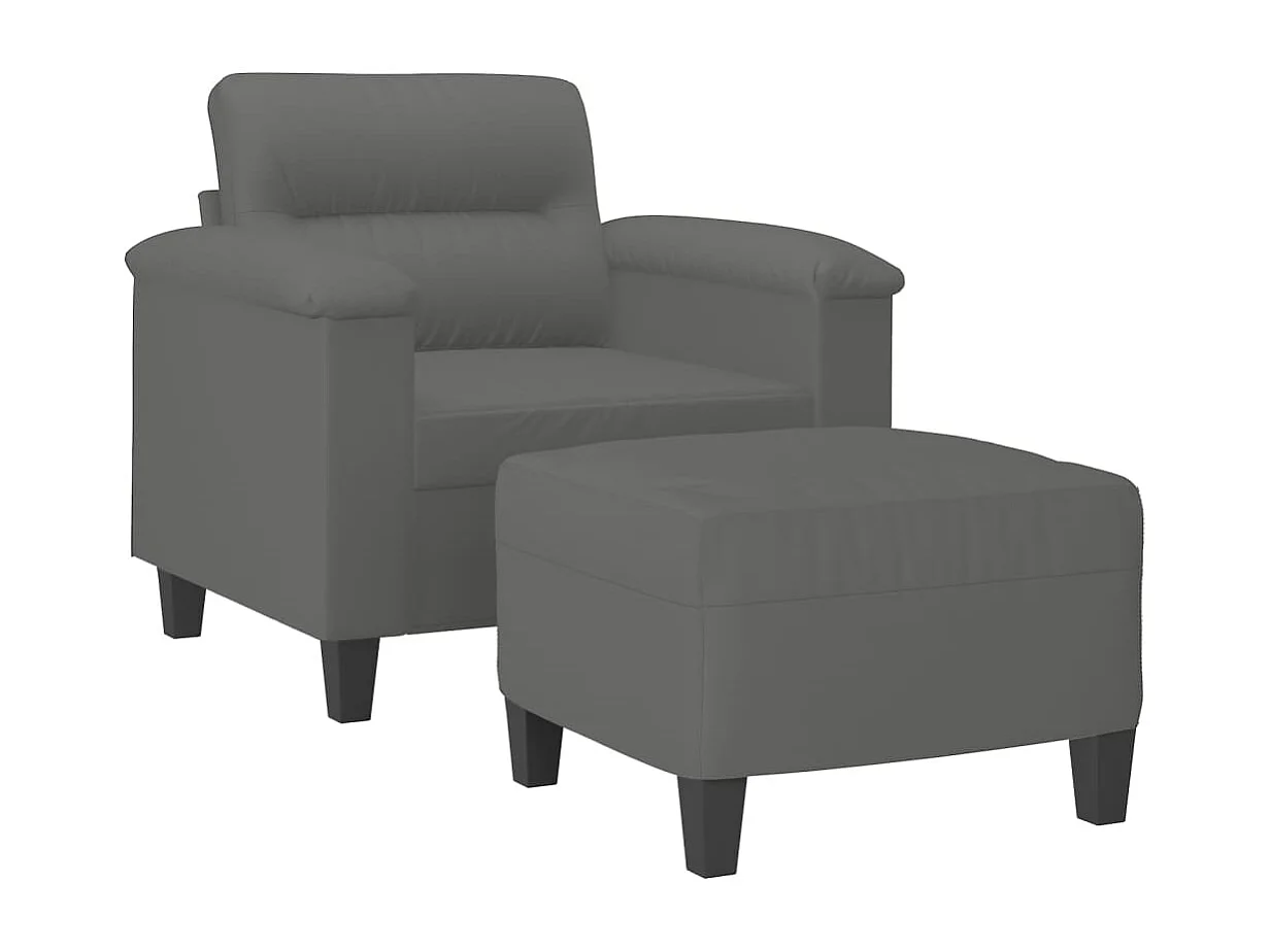 Sillón con taburete tela de microfibra gris oscuro 60 cm ES24877