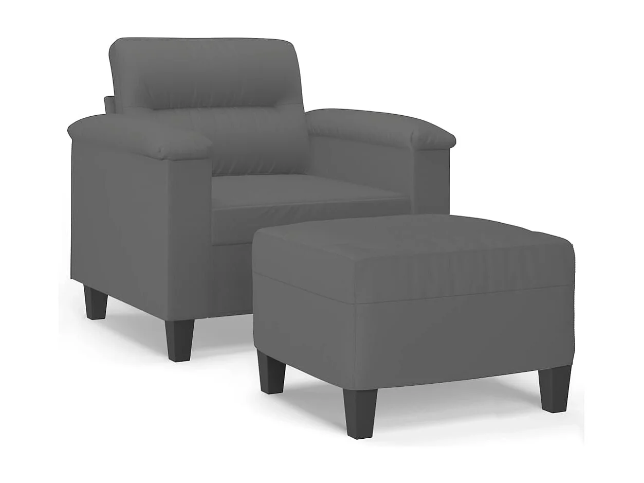 Fauteuil avec repose-pied Gris foncé 60 cm Tissu microfibre REO88416